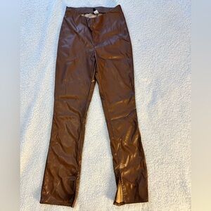 Women’s H&M size 8 fake-leather brown pants